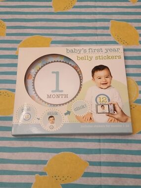 Baby's First Year Belly Stickers - Blue & Yellow Monthly Set